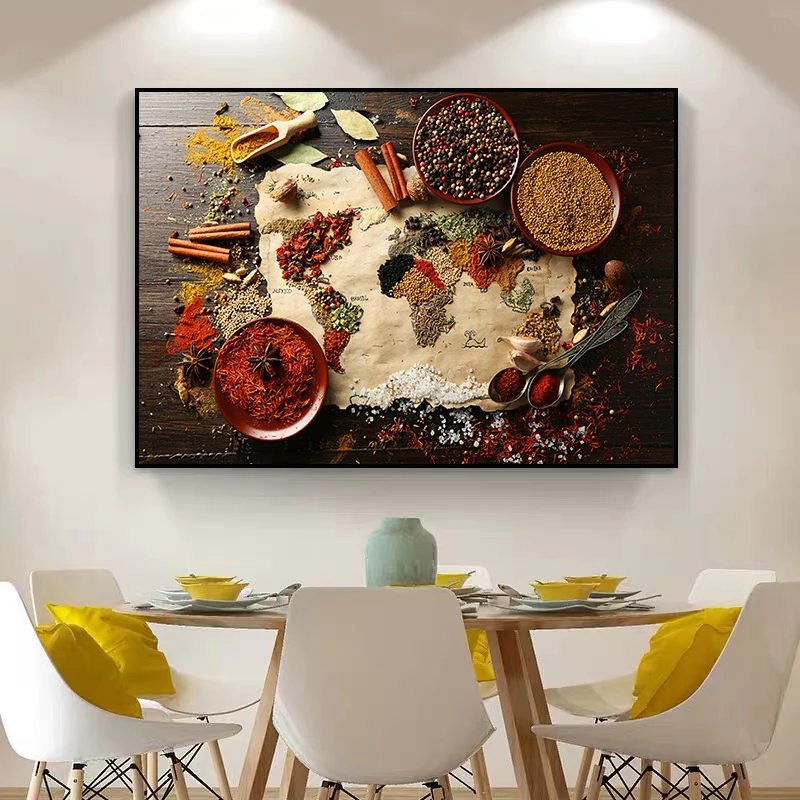 

Grains Spices Kitchen Canvas Painting Wall Art Pictures Painting Wall Art for Living Room Home Decor (No Frame)