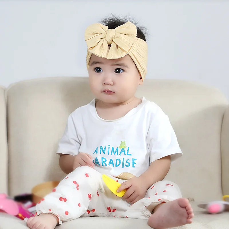 

Super Soft Nylon Childrens Hair Accessories Double-bow Knot Jacquard Wide-brim Baby Baby Headband Baby Girl Accessories