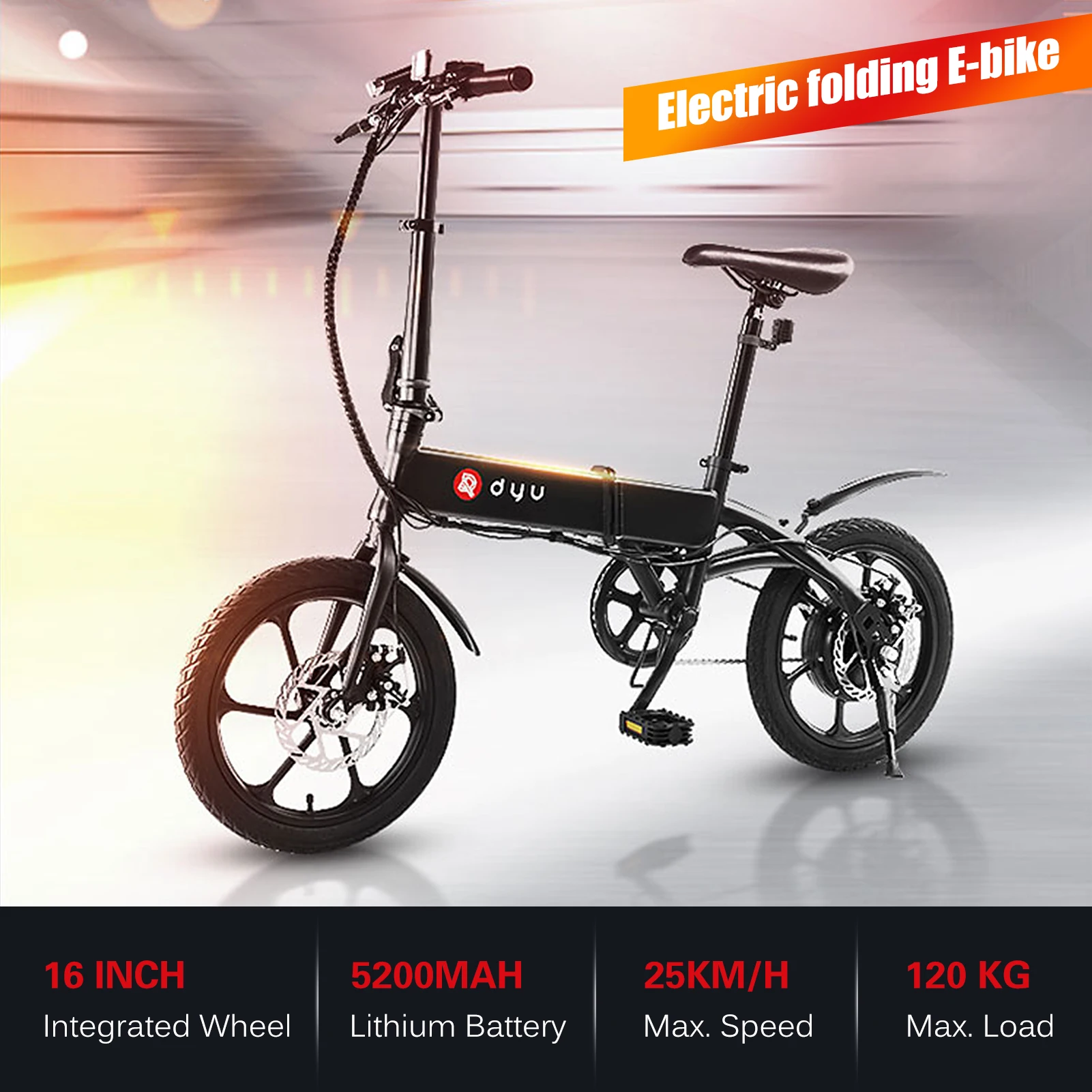 

16 Inch Folding Electric Bicycle Power Assist Moped E Bike for Commuting Shopping Weekend Trips Folding Electric Bicycle
