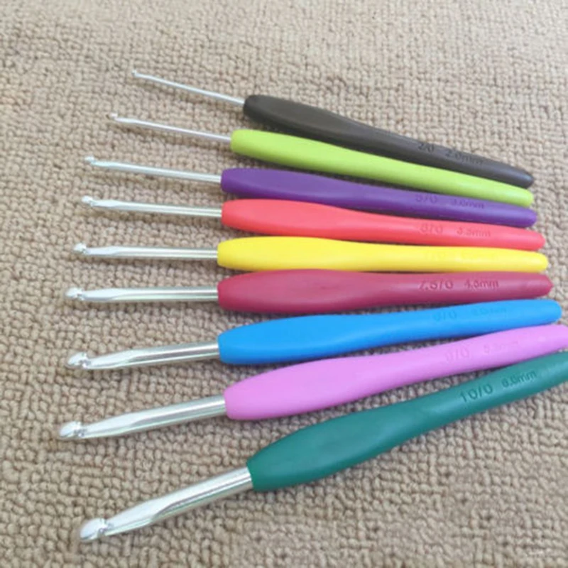 

2~6mm Crochet Hooks Weave Handle Knitting Needles 9pcs Hand DIY Craft Accs Colorful Part Multicolor Tool