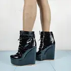 Женские ботинки на платформе SEIIHEM, блестящие водонепроницаемые ботинки на высоком каблуке, увеличивающие рост, размеры 43, 44, 50, 52