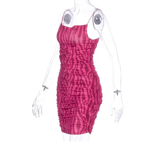 

Cultiseed Women Pleated Striped Dress Female New Fashion Sexy Strapless Spaghetti Strap Slim Hip Party Dress Ladies Mini Dress