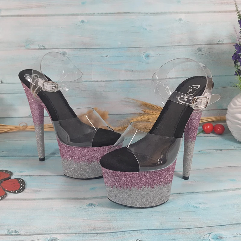 Leecabe новый дизайн 17 см желтые блестящие туфли на каблуках модные босоножки для