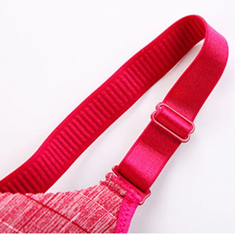 

Thickened Sweet Plaid Print Gathered Bra Women Cotton Soft Breathable No Rims Underwear