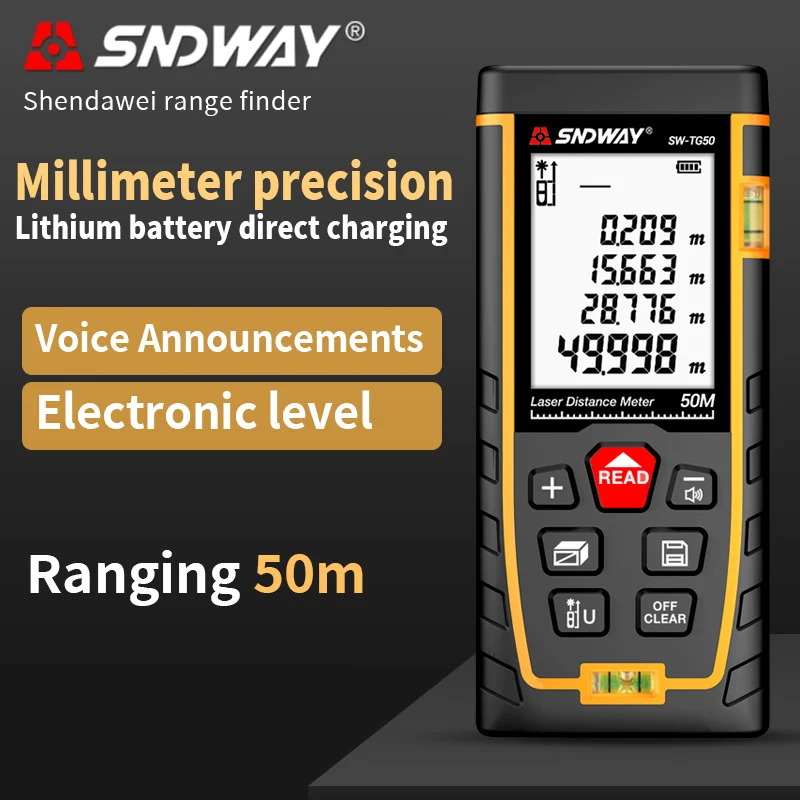 

SNDWAY Laser Distance Meter 50m 70m 100m 120m Laser Range Finder rangefinder metro trena laser tape measure ruler Roulette tool
