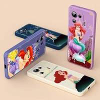 the little mermaid liquid silicone soft for xiaomi mi 11 ultra 11t 11i 10t 10s 10i 10 9 9se 8se pro lite 5g phone case