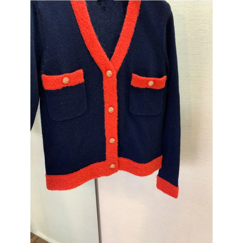 2019 autumn new COCO fashion track clothing female temperament wool blend cardigan |