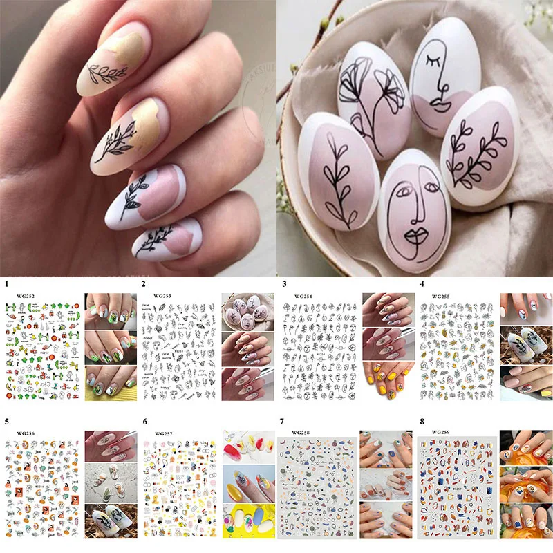 3D слайдеры с цветами наклейки для ногтей летние растения украшение маникюра