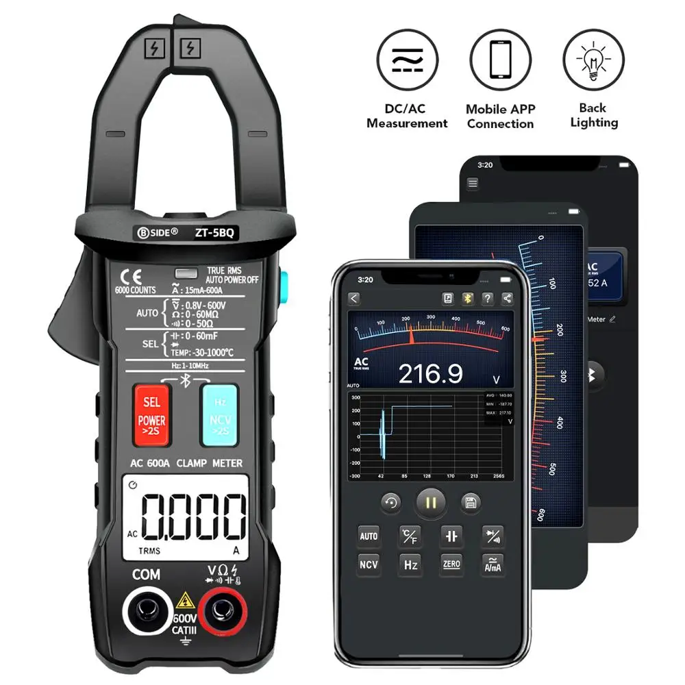 Цифровые клещи BSIDE ZT-5BQ беспроводная технология умный мультиметр истинное