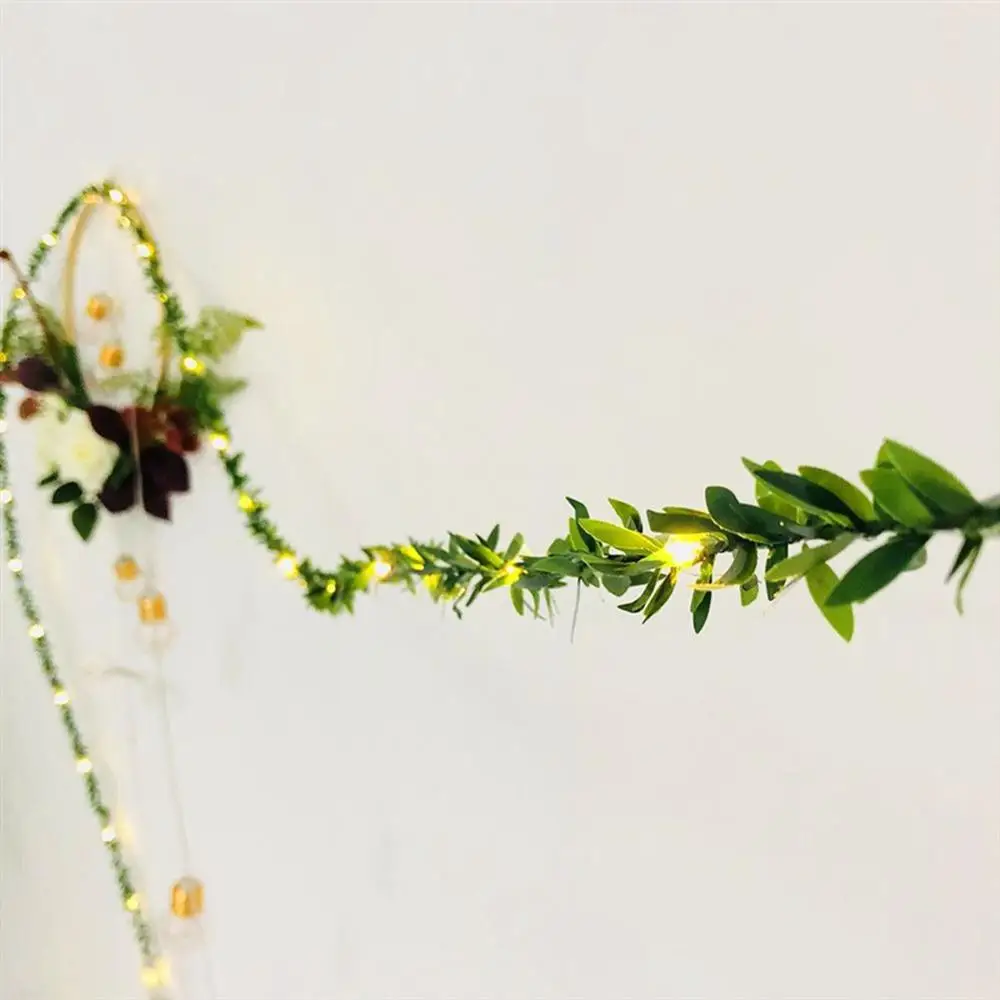 Гирлянда с искусственными зелеными листьями светодиодная гирлянда деревьями