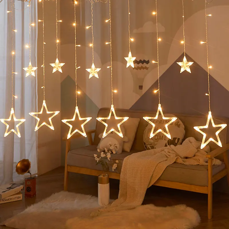 Christmas Fairy Lights LED Star Garland String Lights for Xmas Window Room Indoor Outdoor Decoration Wedding Party Light Lamp