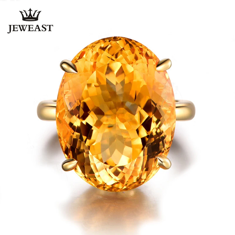 Мл натуральный цитрин 18 К чистое золото 2019 Новинка хит продаж Топ Кольцо женское