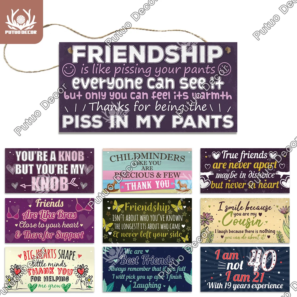 Putuo Decor True Friendship Wooden Hanging Signs Decorative Plaques for Plaque In Home Living Room Wall | Дом и сад