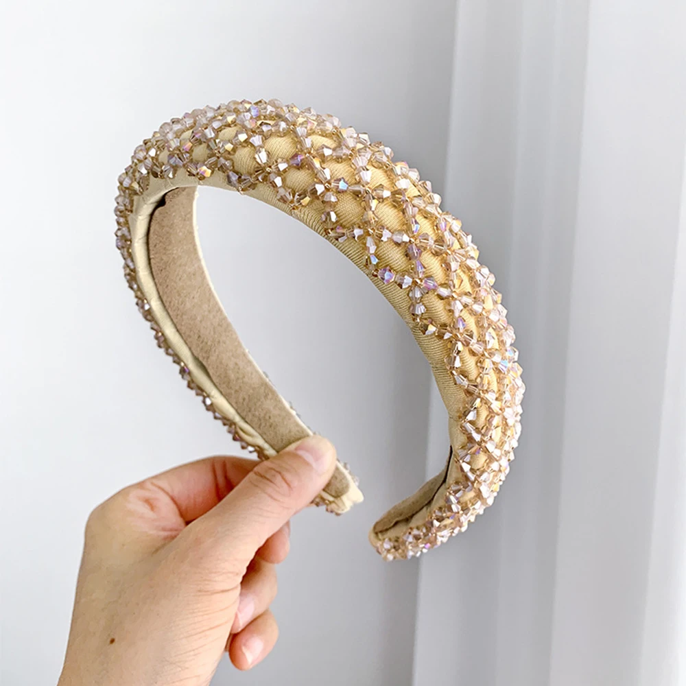 

Full Crystal Luxury Hair Accessories Hairbands Sparkly Padded Rhinestones Women Girl Headbands Headdress