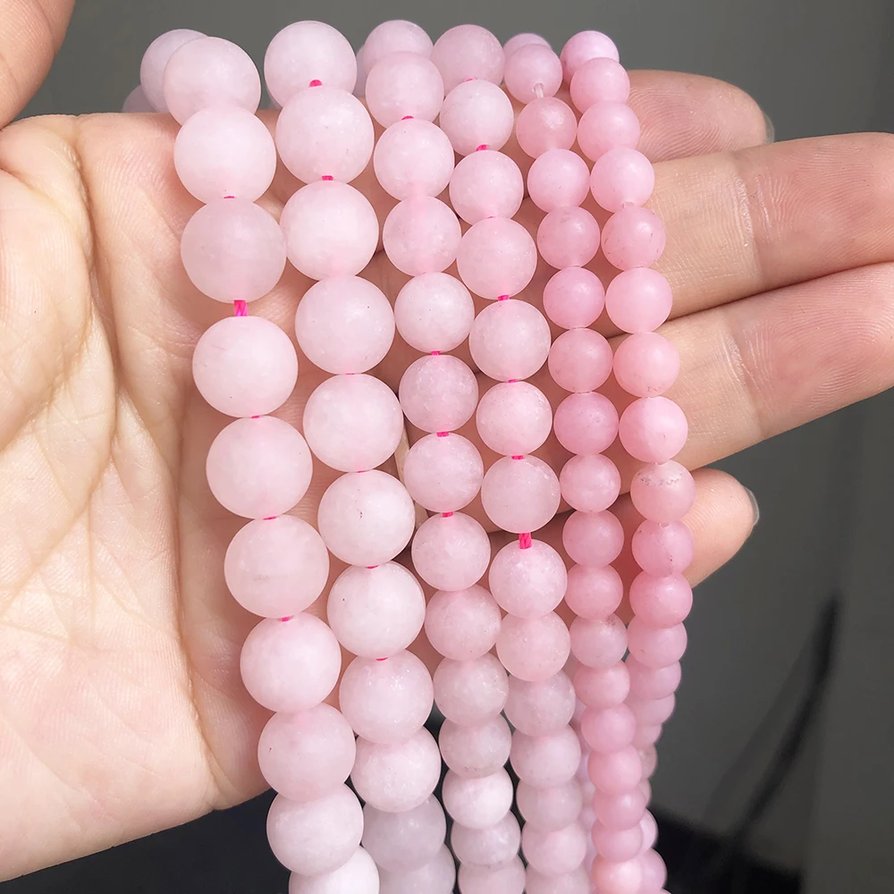 Натуральный матовый камень розовый бусины из нефрита форст круглый свободные