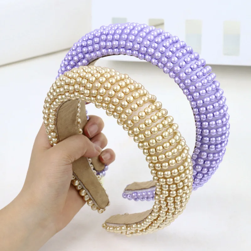 

Vintage Solid Luxurious Bead Bezel Hair Band Women Headband Girls Hair Accessories Hoop Hair Clips Hairband opaska do wlosow