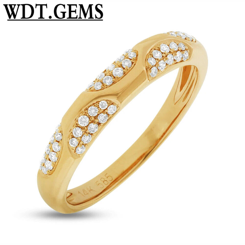 

Womens 0.21 CT 10K Yellow Gold Natural Round Cut Diamond Spot Band Ring