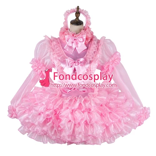 

lockable Sissy maid Satin-Organza dress Uniform cosplay costume Tailor-made[G2014]