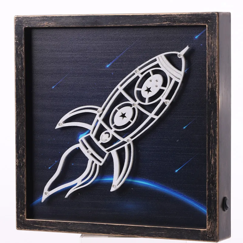 

Vintage LED Photo Frame Decoratve Lamp with Batteries Astronaut Rocket Christmas Tree LED Night Light for Kid Children Xmas Gift