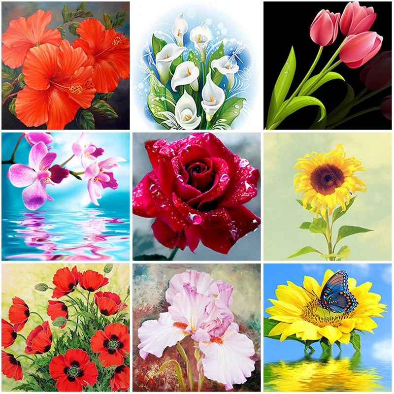 

DIY 5D Diamond Painting Fresh Flower Diamond Embroidery Rose Flower Cross Stitch Full Round/Square Drill Resin Home Decor Gift