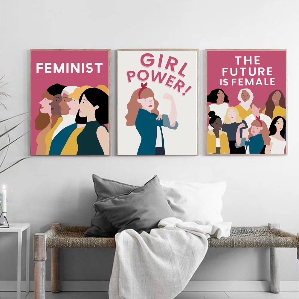 

Women Girl Feminist The Future is Female Wall Art Canvas Painting Nordic Posters and Prints Wall Pictures for Living Room Decor