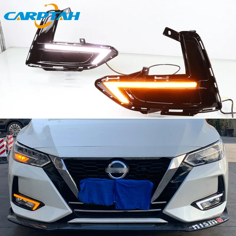 

LED Daytime Running Light For Nissan Sentra Sylphy 20192020 Waterproof Yellow Turn Signal Indicator Light Bumper LED DRL