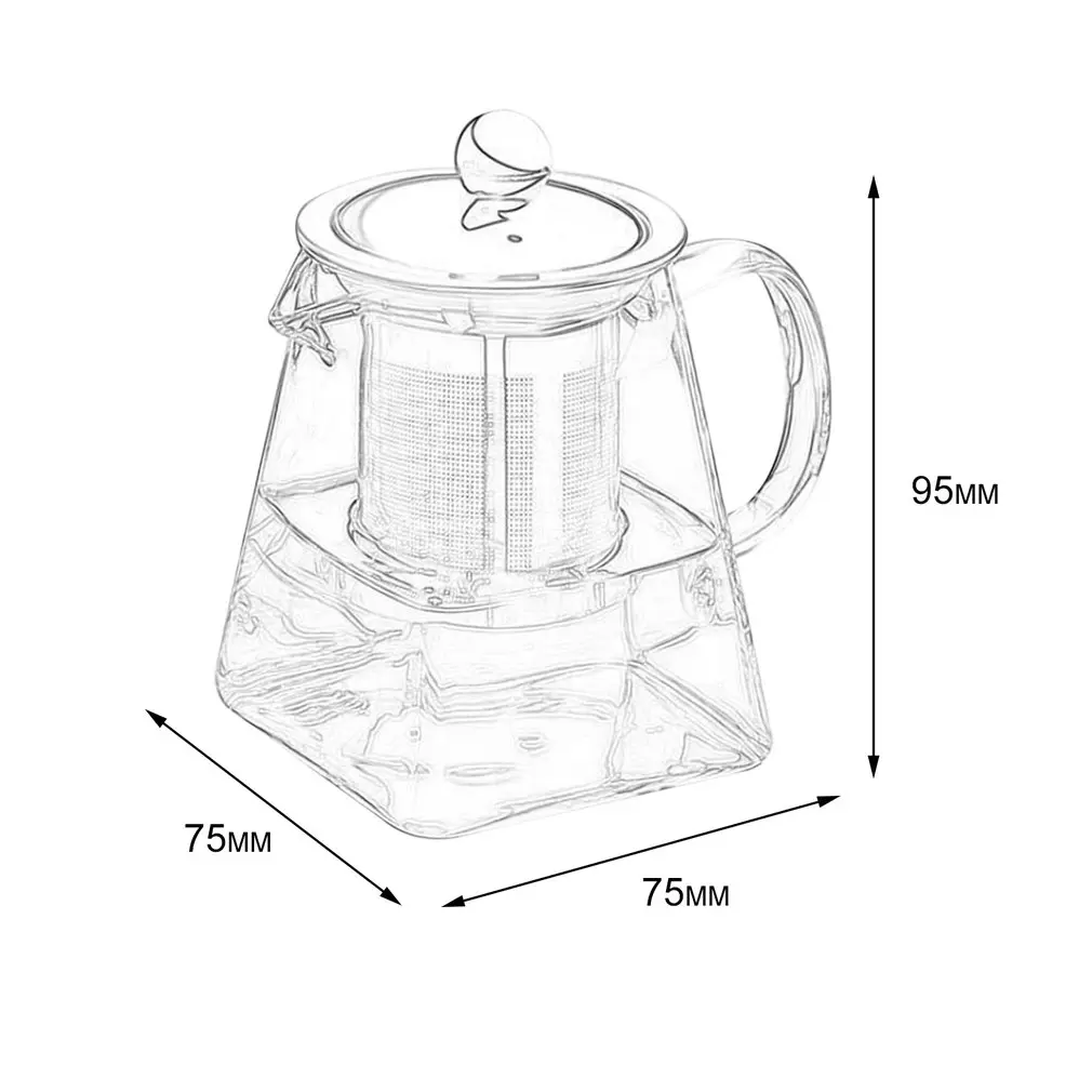

350ML Transparent Clear Borosilicate Glass Teapot Elegant Glass Tea Cup Teapot With Stainless Steel Infuser Strainer