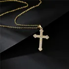 Новинка 2021, популярное золотое ожерелье с крестом для женщин и мужчин, уникальный дизайн, ожерелье с кулоном-крестом и фианитом, христианские ювелирные изделия