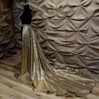 Съемная Свадебная Юбка со шлейфом, золотые блестки, юбка с изображением поезда