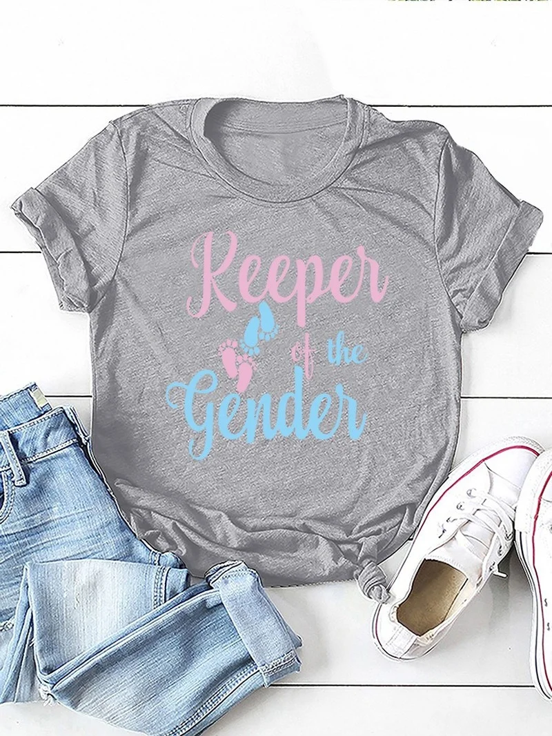 

Keeper of The Gender Print Women T Shirt Short Sleeve O Neck Loose Women Tshirt Ladies Tee Shirt Tops Clothes Camisetas Mujer