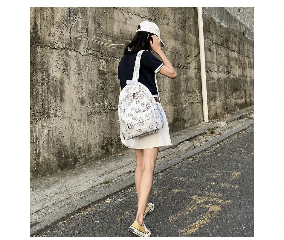 TTOU Ulzzang женский рюкзак с мультяшным котом, милая сумка, водонепроницаемый рюкзак для ноутбука, школьный рюкзак с модным принтом, дорожные сумки Mochilas