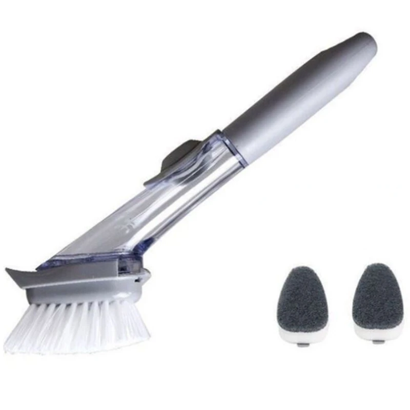 

Кухонная щетка для мытья посуды, многофункциональная губка с длинной ручкой и автоматическим заполнением жидкости, не повреждает горшок