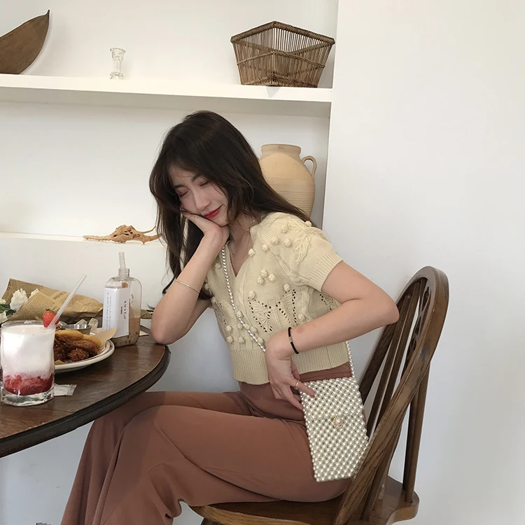 

Acrylic Pearl Beaded Handmade Lady Purse Handbags Beading Pearl Women Mini Tote Beach Bag Shoulder Crossbody bags
