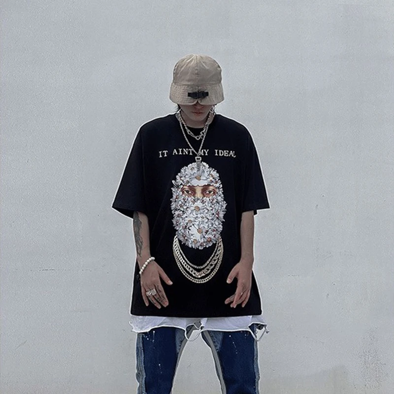 Футболка Мужская/Женская в стиле Харадзюку уличная модная Свободная рубашка