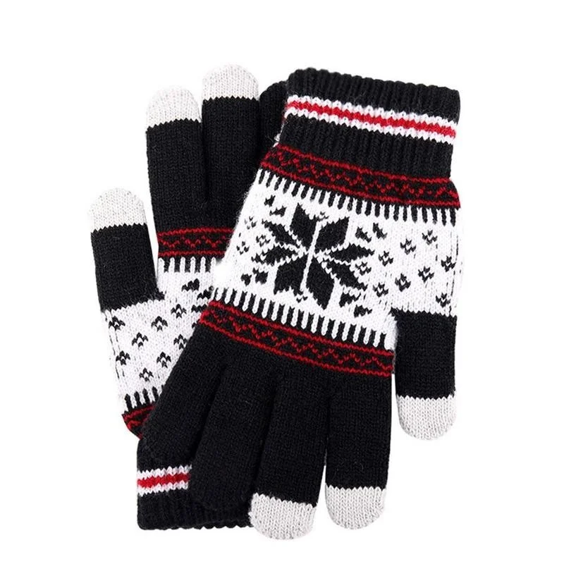 

1 Pair Unisex Knitted Women Winter Warm Thick For Smartphone Gloves Autumn Skiing Outdoor