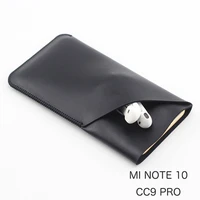 minote10 double layer universal fillet holster phone straight leather case retro for xiaomi mi note10 cc9pro pouch