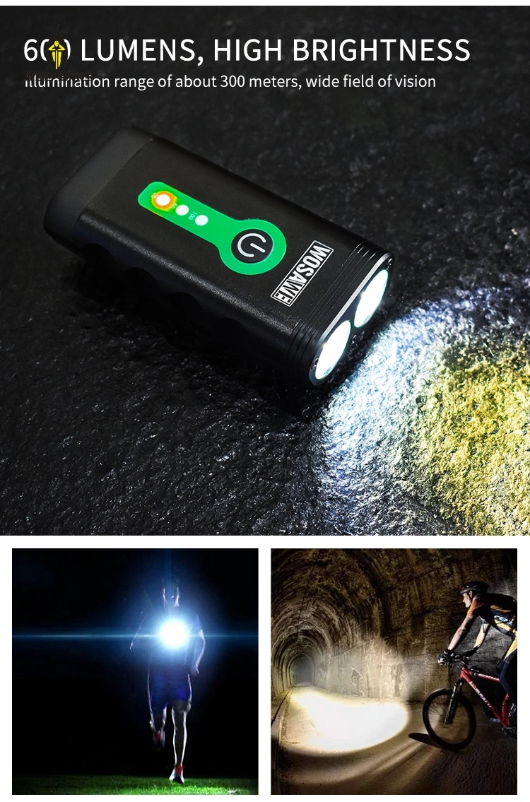 Wolfbike велосипедные фонари светодиодный Мощный встроенный аккумулятор USB Перезаряжаемый 5 режимов Ночная езда на велосипеде кемпинг походные фонари