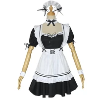 game miracle nikki cosplay costumes maidservant cos dresses apron headwear accessories 7pcs set girl black white lolita dress