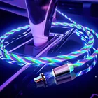 Зарядный Магнитный кабель USB Type-C, светящийся провод для Iphone, Samsung, Huawei, со светодиодной подсветкой, мобильный телефон