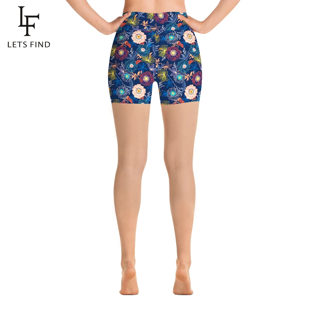 Леггинсы LETSFIND женские с цветочным принтом эластичные эффектом пуш-ап завышенной