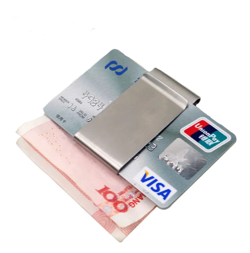 Тонкий двусторонний Мужской и Женский кошелек из нержавеющей стали с зажимом для