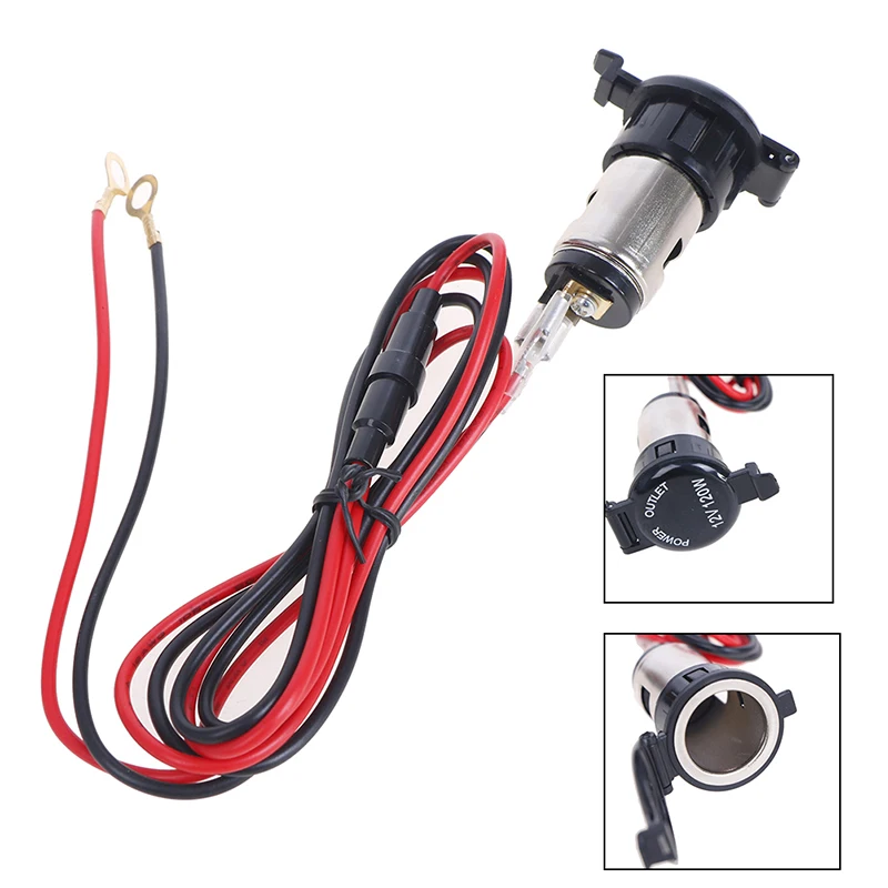 

12V 120W Cigarette Lighter Waterproof Power Motorcycle Boat Car Cigarette Lighter Socket Plug With 2*Connector wire