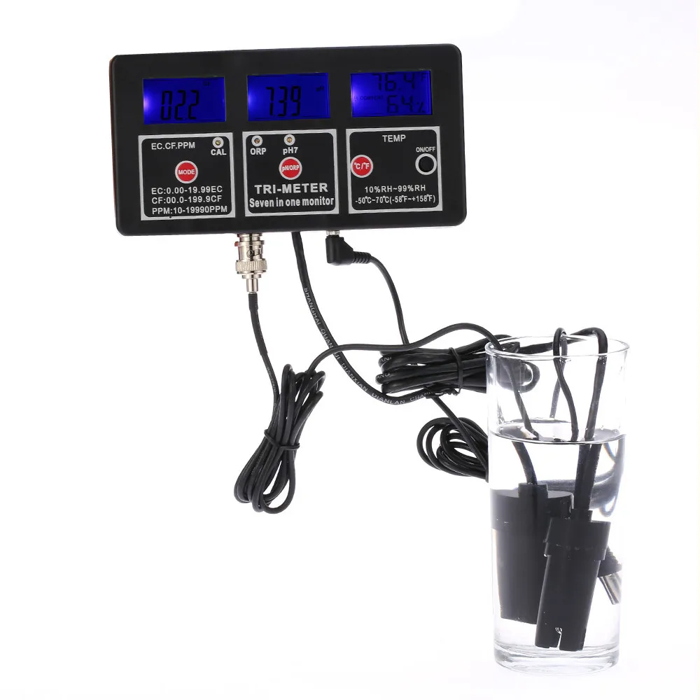 

Высокоточный Профессиональный 7 в 1 PH EC CF RH TDS(PPM) ORP Измеритель Качества Воды Многофункциональный онлайн-монитор воды
