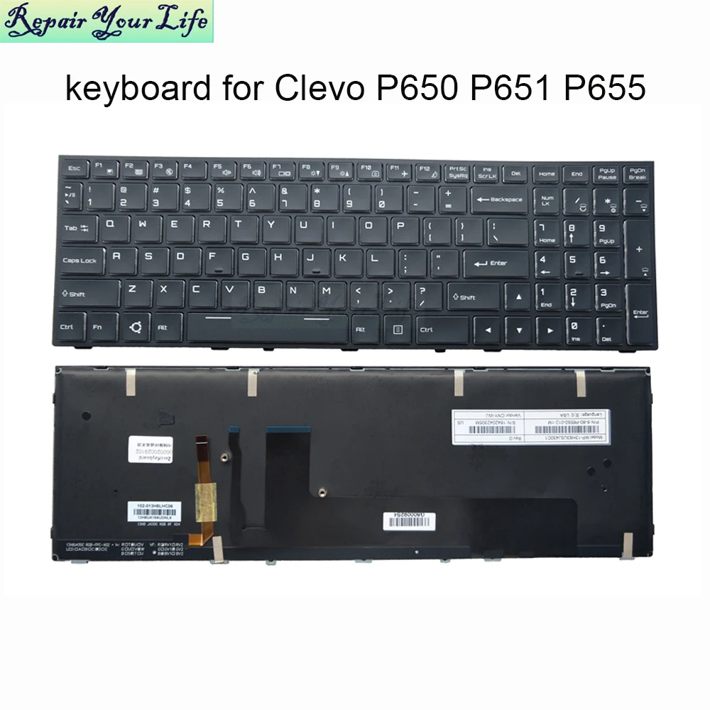 USA English RU PC Backlight Keyboard for Clevo P655 P655HP6-G P670HS-G P670HP6-G P671HP6-G P650HP3-G P651HP3-G 6-80-P65S0-012-1M