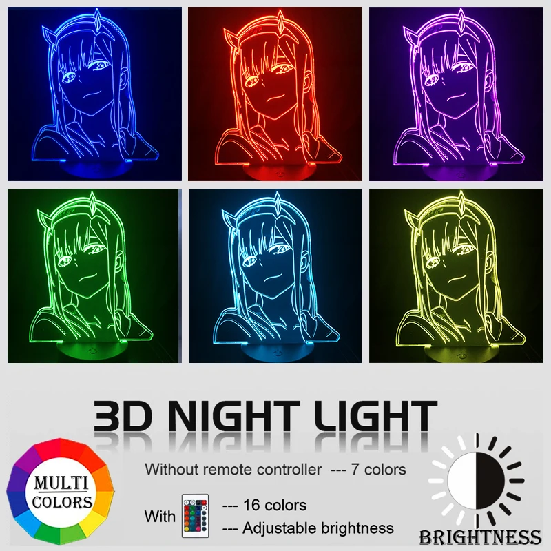 

Anime zero two figure 3d light night light kid children girl bedroom decoration light comic gift night light