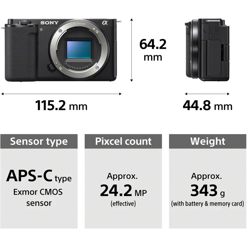 Sony Alpha ZV-E10 APS-C Сменный объектив беззеркальная Vlog камера |