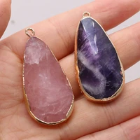 natural stone pendant drop shaped amethystrose quartz pendant for jewelry making diy necklace bracelet earrings accessory