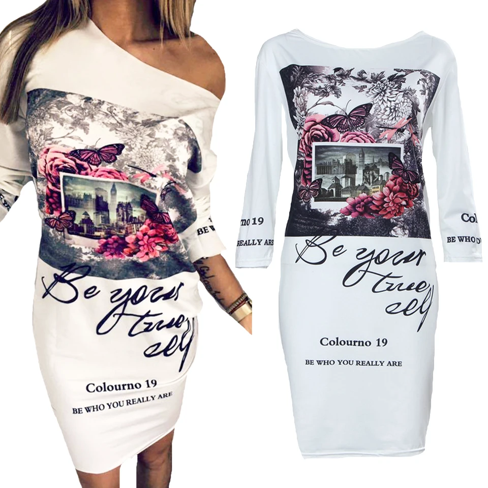 Плюс Сайз Очень Большой Мультфильм Принт 5XL Женщина Платья На Одно Плечо