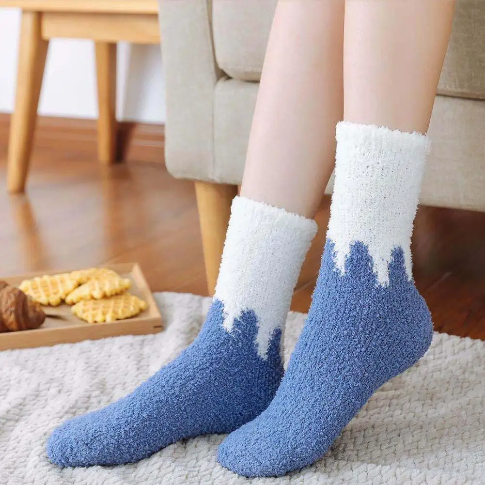 

Coral Fleece Socks Women's Mid-tube Long Plush Thick Socks Floor Winter R1B4