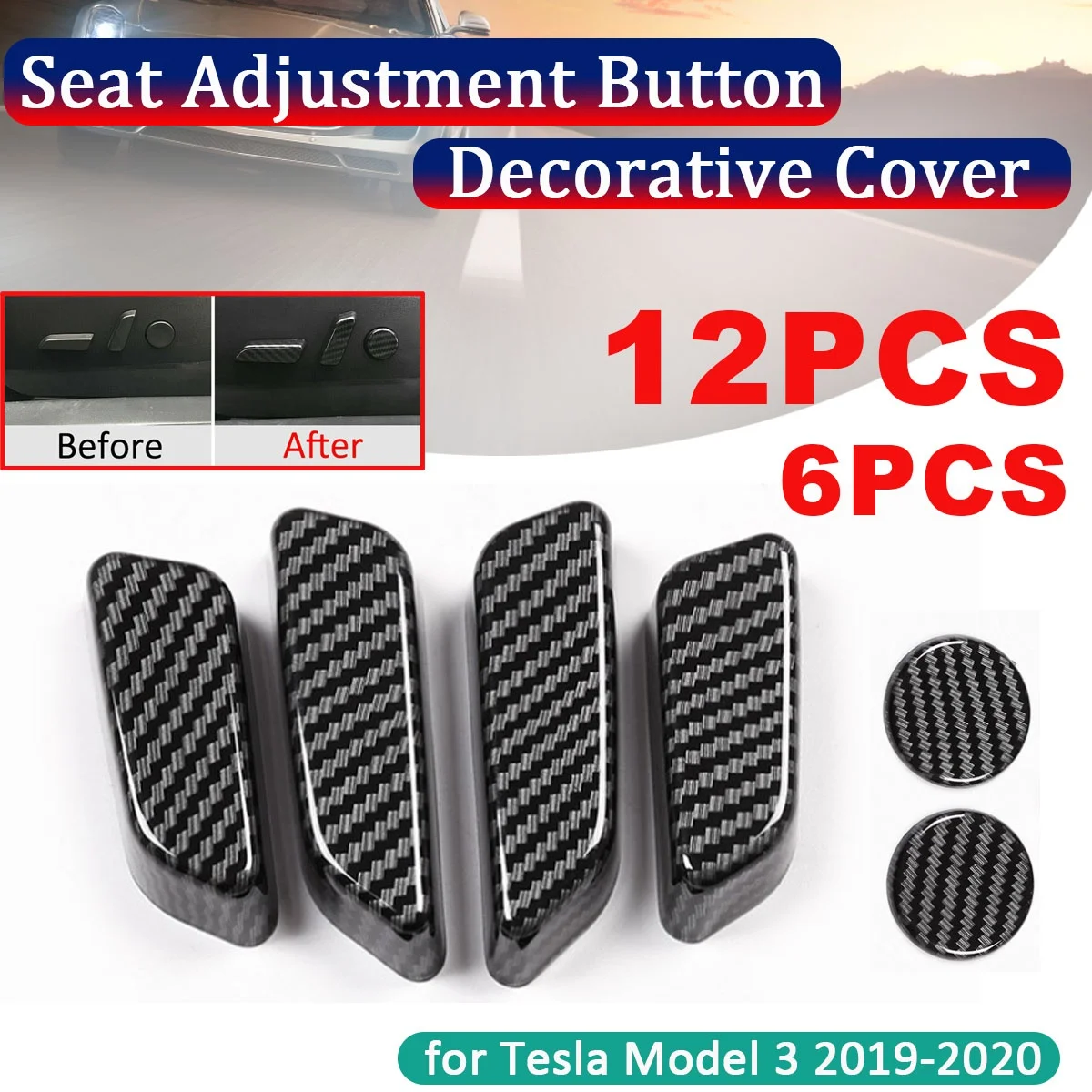 

12/6 шт., наклейки на крышку автомобильного сиденья Tesla Model 3 2019-2020